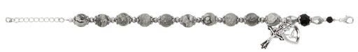 BR369 H.S.on Picasso Stone & Black Crystal Beads with Adjustable Links - McVan