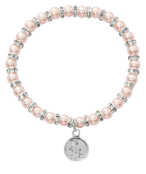BR36 Pink Baby Stretch Bracelet and Sterling Angel Boxed - McVan