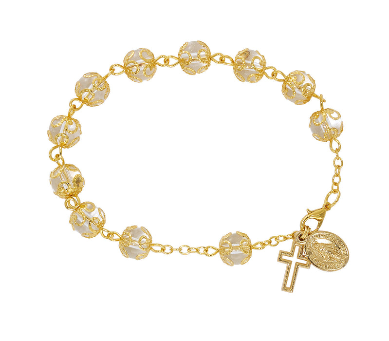 BR384 DOUBLE CAPPED GLD CRYSTAL BRACELET DELUXE BOX - McVan