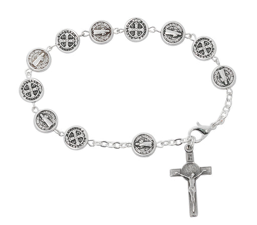 BR385 METAL ST. BENEDICT ROSARY BRACELET DELUXE BOX - McVan