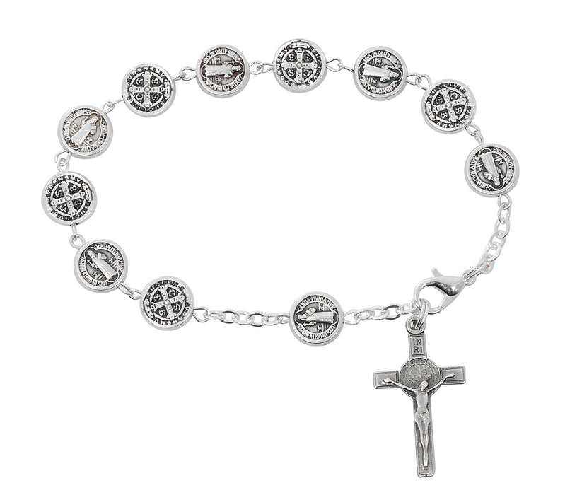 BR385 METAL ST. BENEDICT ROSARY BRACELET DELUXE BOX - McVan