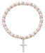 BR41 Pink Baby Stretch Bracelet and Pewter Cross Boxed - McVan