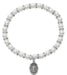 BR43 White Baby Stretch Bracelet and Pewter Medal Boxed - McVan