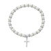 BR45 White Baby Stretch Bracelet and Pewter Cross Boxed - McVan