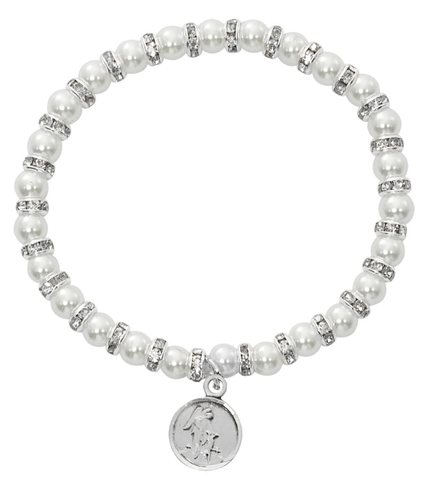 BR46 White Baby Stretch Bracelet and Sterling Angel Boxed - McVan