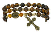 BR635C Simulated Tiger Eye Twistable Rosary Bracelet Carded - McVan