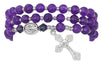 BR646C Simulated Amethyst Twistable Rosary Bracelet Carded - McVan