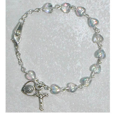 BR72M 6.5in Aurora Heart Rosary Bracelet Boxed - McVan