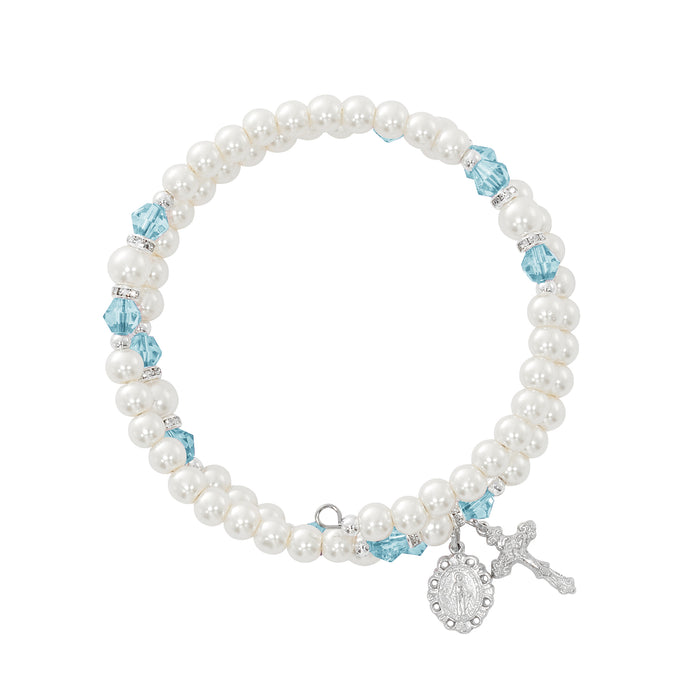 BR7AQ March Aqua Crystal and Pearl Beads, Boxed - McVan