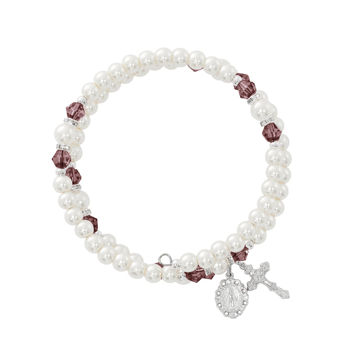 BR7DA February Dark Amethyst Crystal and Pearl Beads, Boxed - McVan