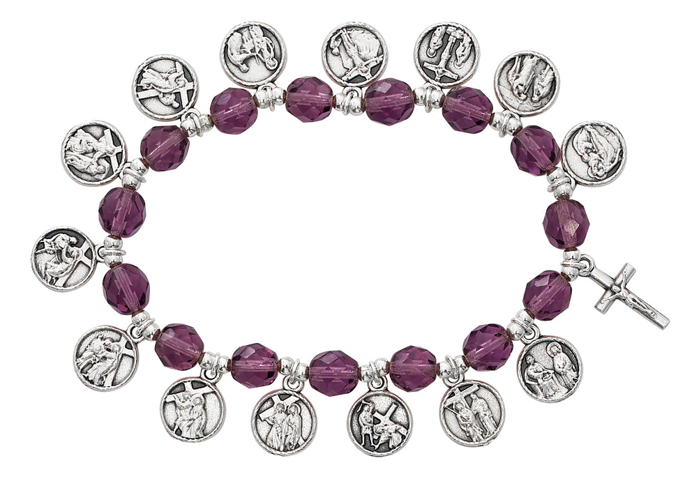BR852C Stations of the Cross Stretch Bracelet Carded - McVan