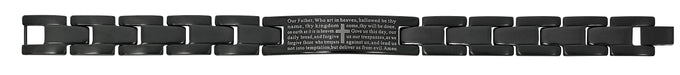 BR889 Men's Black Stainless Our Father Bracelet, Boxed - McVan