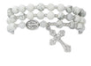 BR944C Simulated Howolite Twistable Rosary Bracelet Carded - McVan