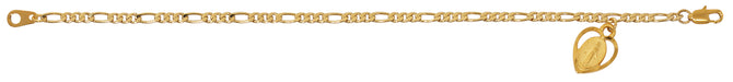 BR96 7.5" GOLD TONE FIGARO MIRAC ADULT BRACLET DELUXE BOXED - McVan