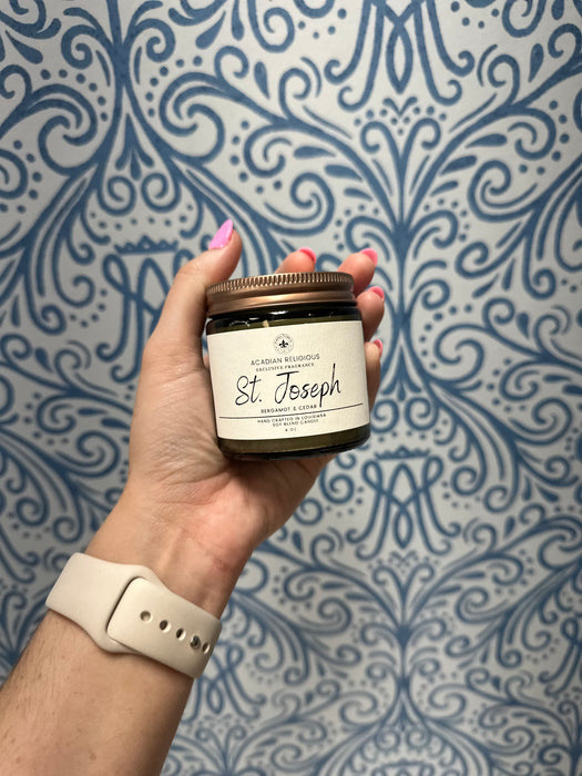 St. Joseph wood wick candle fragrance