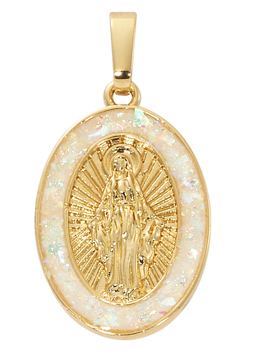 H104 18K Gold over Copper Genuine Mother of Pearl Miraculous on 18"  chain boxed - McVan