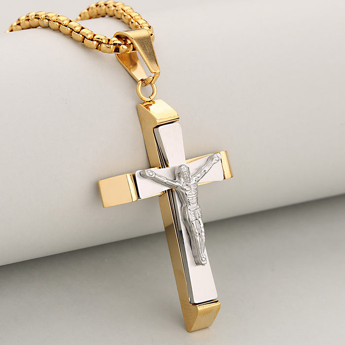 18KT GP TWO-TONE TITANIUM CRUCIFIX-HT115