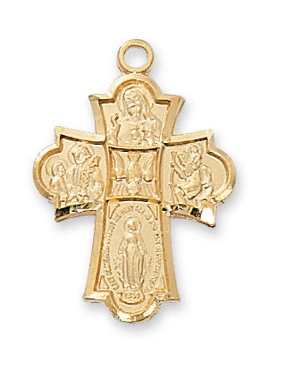 H1810 Gold-tone plated Pewter 4-way Pendant - McVan