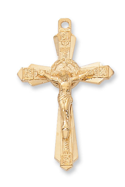 H6004 Gold-tone plated Pewter Crucifix Pendant - McVan