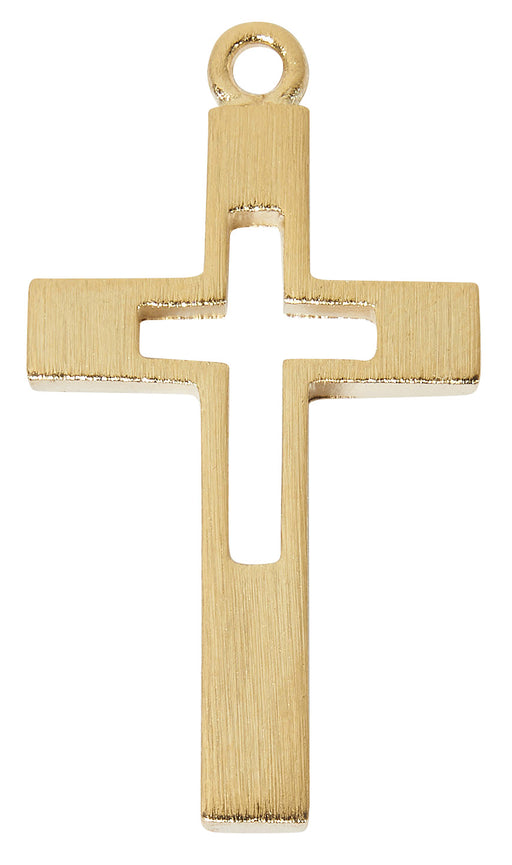 H617 Gold-tone plated Pewter Cross Pendant - McVan