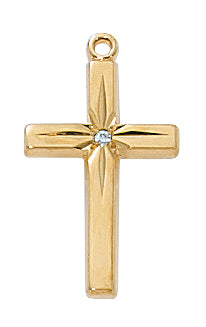 H7004 Gold-tone plated Pewter Cross Pendant - McVan