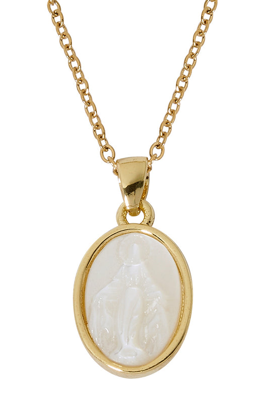 H780 18K Gold over Copper Genuine Mother of Pearl on 20" Figaro chain boxed - McVan