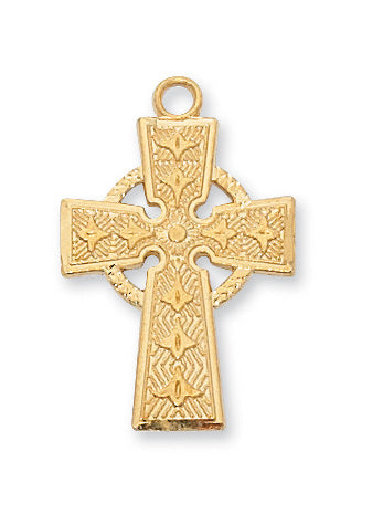 H8083 Gold-tone plated Pewter Celtic Crucifix Pendant - McVan