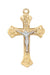 HT8045 Gold-tone plated Pewter Two Tone Crucifix Pendant - McVan