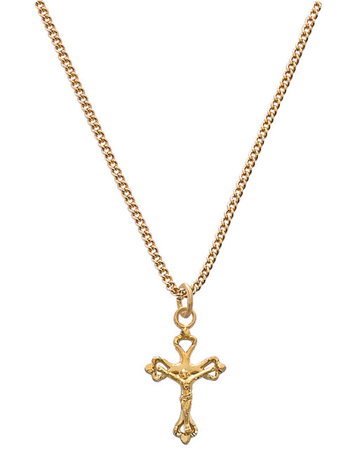 J8017B Gold on Sterling Crucifix Baby Chain and Boxed - McVan