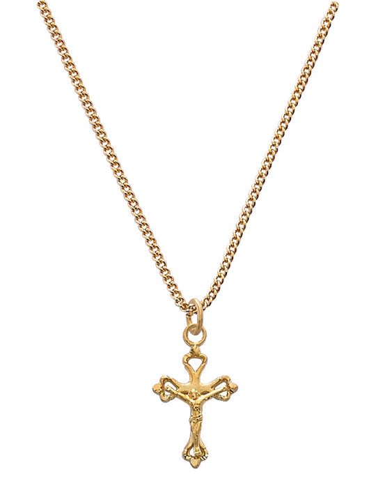 J8017B Gold on Sterling Crucifix Baby Chain and Boxed - McVan