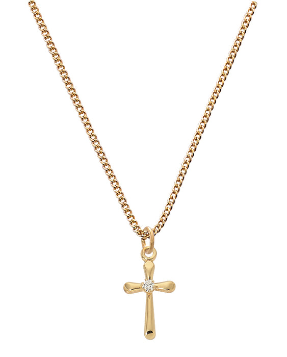 J9247BT Gold over Sterling Silver Cross 13" CH Deluxe Boxed - McVan