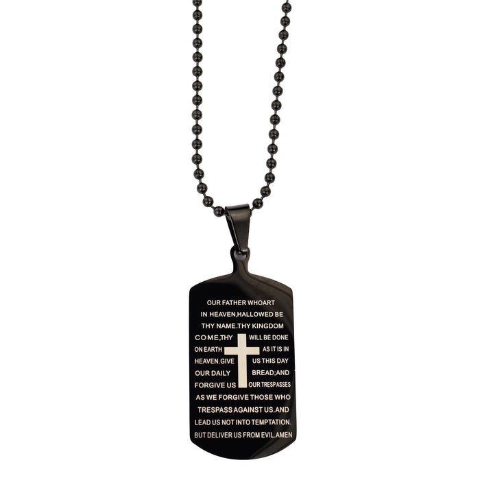 NK197C Black Stainless Steel Lord's Prayer pendant - McVan
