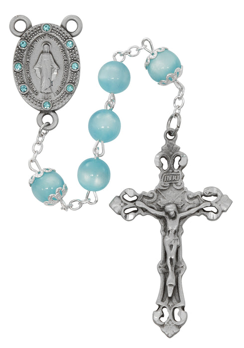 R1022F BLUE CATS EYE ROSARY DELUXE BOXED - McVan