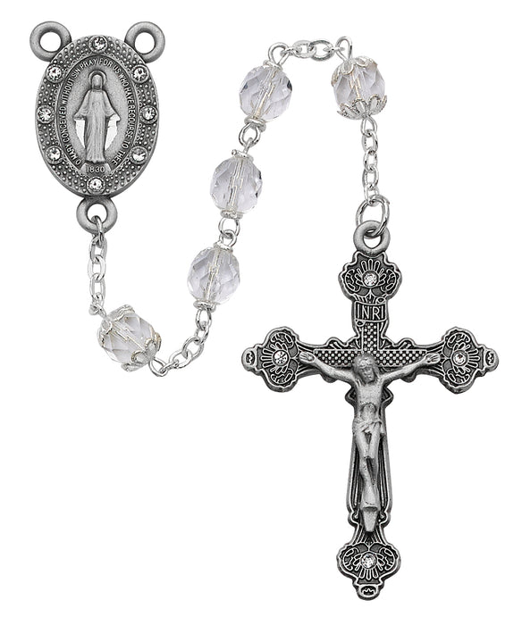 R121DF Clear Glass Rosary Boxed - McVan