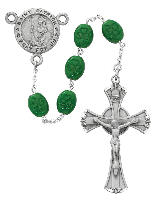 R148DF Shamrock St Patrick Rosary Boxed - McVan