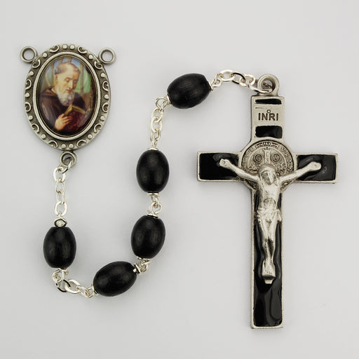 R185DF Black Wood St Benedict Rosary Boxed - McVan