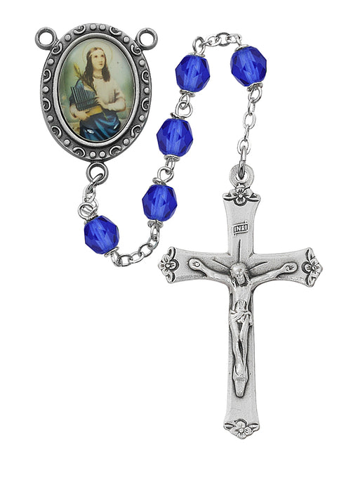 R187DF Blue St Cecelia Rosary Boxed - McVan