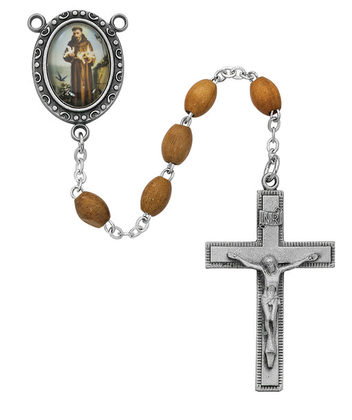 R195DF Olive Wood St Francis Rosary Boxed - McVan
