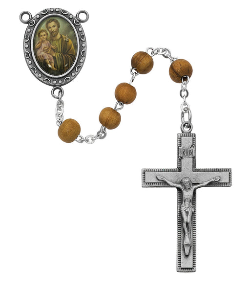 R199DF Olive Wood St Joseph Rosary Boxed - McVan