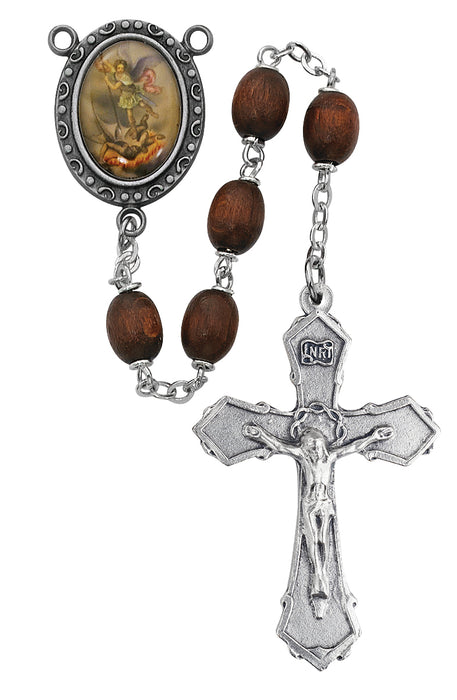 R204DF Brown St. Michael Rosary Boxed - McVan