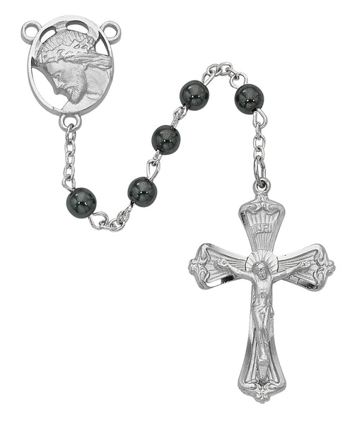 R279RF Hematite Ecce Homo Rosary Boxed - McVan