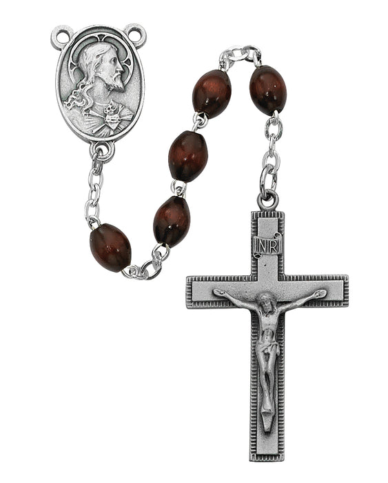 R287DF Brown Wood Rosary Boxed - McVan