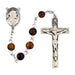 R376SF Brown Oval Wood Rosary Boxed - McVan