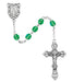 R391-PEG Light Green Glass August Rosary Boxed - McVan
