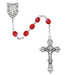 R391-RUG Red Glass July Rosary Boxed - McVan