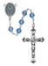 R401DF Blue Tin Cut Crystal Rosary Boxed - McVan