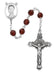 R402LF Dark Red Tin Cut Crystal Rosary Boxed - McVan