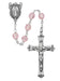 R406DF Pink Tin Cut Crystal Rosary Boxed - McVan