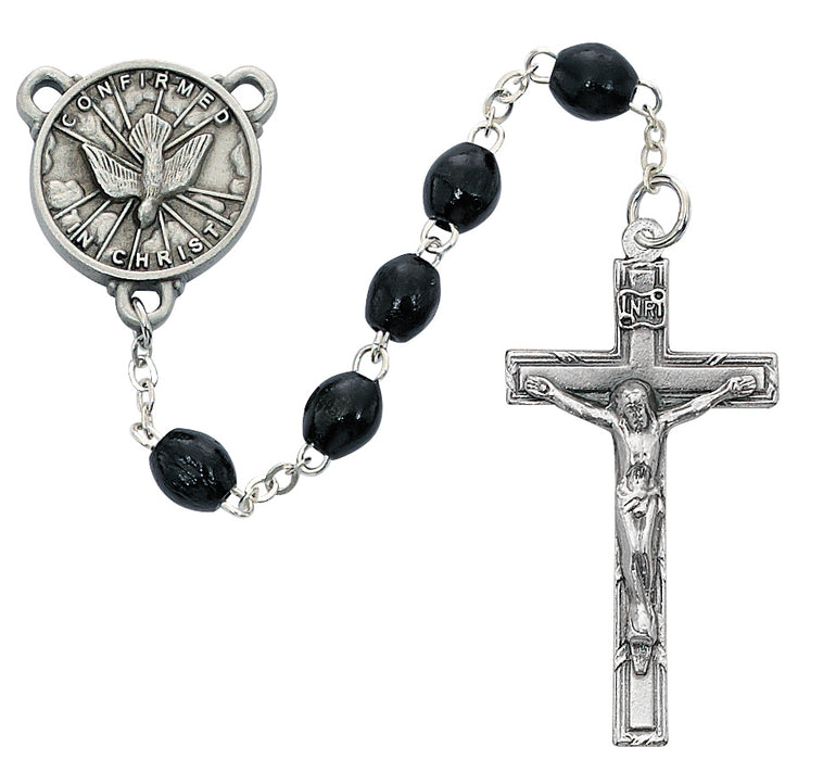 R447DF Black Wood Holy Spirit Rosary Boxed - McVan