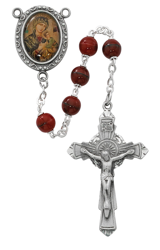 R538DF Red Our Lady of Perpetual Help Rosary Boxed - McVan